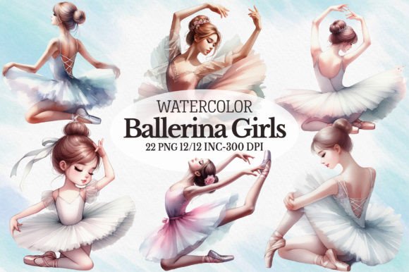 Ballerina Girls Watercolor Clipart: A Delight for Local Branding