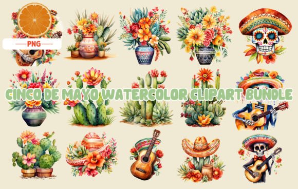 Cinco De Mayo Watercolor Clipart: A Festive Illustrations Bundle