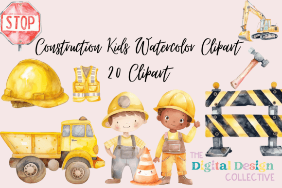 Construction Kids Watercolor Clipart Set: A Vibrant Illustrations Choice