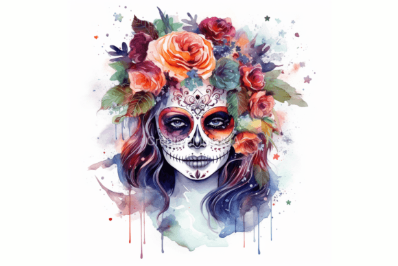 Day of the Dead Mexico. Watercolor. PNG: A Vibrant Illustration