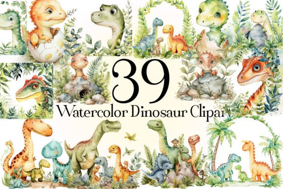 Exploring Watercolor Dinosaur Clipart for Creative Illustrations