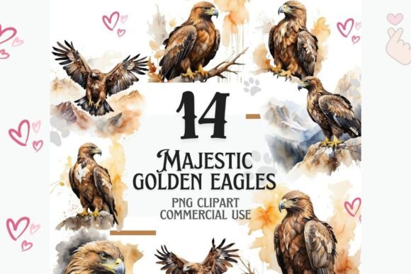 Golden Eagle Watercolor Clipart for Elegant Branding