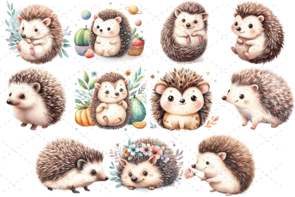 Review: 11 Cute Watercolor Hedgehog PNG Bundle for Crafters