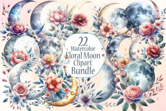 Review: Watercolor Floral Moon Clipart for Illustrations