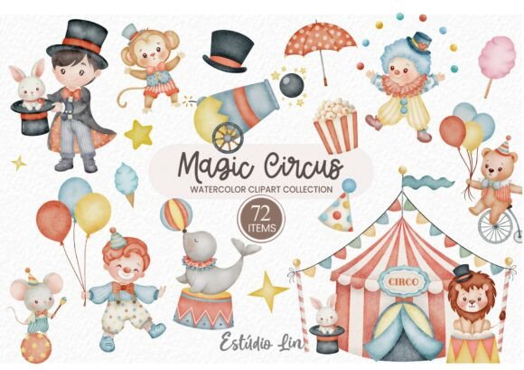 Reviewing Magic Circus Watercolor Clipart for Illustrations