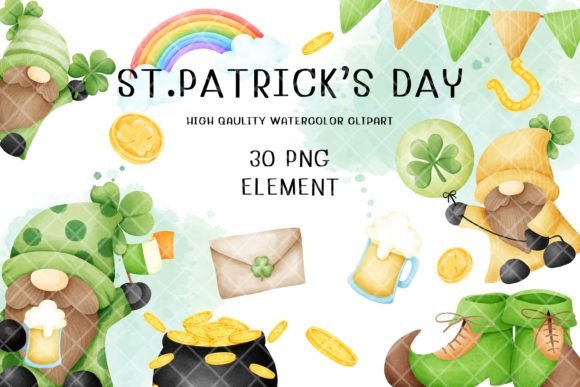 St. Patrick's Day Watercolor Element: Perfect for Illustrations