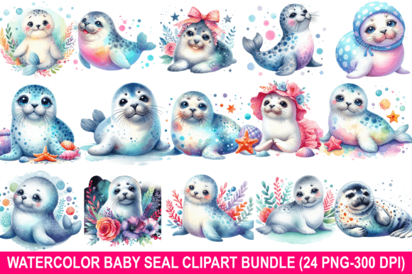 Watercolor Baby Seal Clipart for Engaging Illustrations