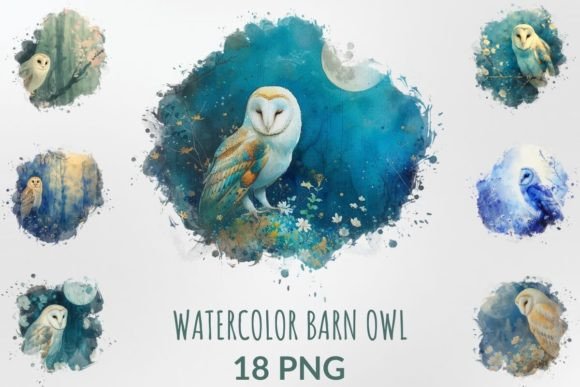 Watercolor Barn Owl Clipart for Creative Illustrations