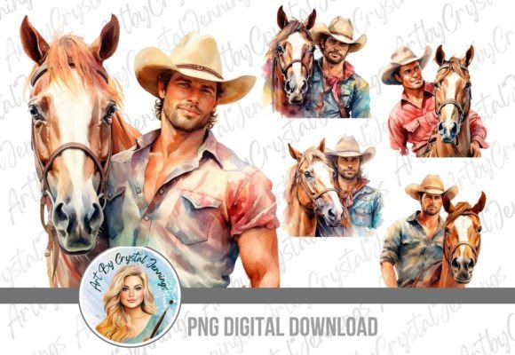 Watercolor Country Cowboy PNG for Illustrations