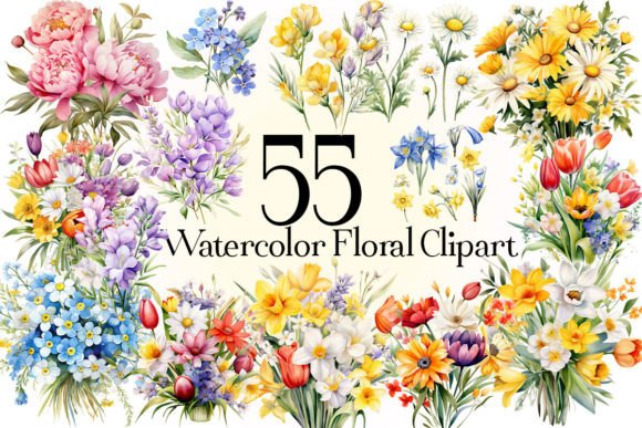 Watercolor Floral Clipart: A Versatile Illustration for Branding