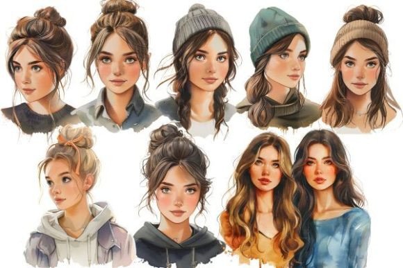 Watercolor Girl Clipart: A Delicate Touch for Local Branding