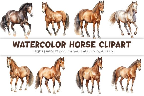 Watercolor Horse Clipart: A Versatile Illustrations Asset