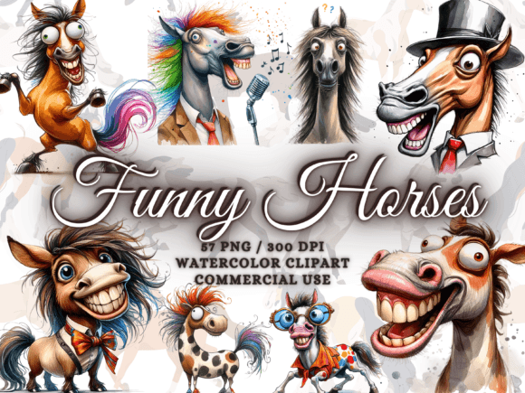 Watercolor Horses Clipart: A Charming Illustration for Design