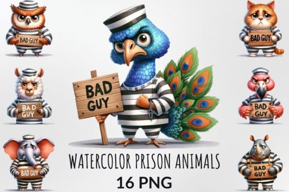 Watercolor Prison Animals Sublimation: A Unique Illustrations Asset