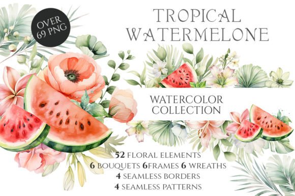 Watercolor Tropical Watermelons: A Vibrant Illustration