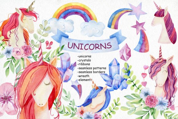 Watercolor Unicorns. Kit. - A Whimsical Embroidery Delight